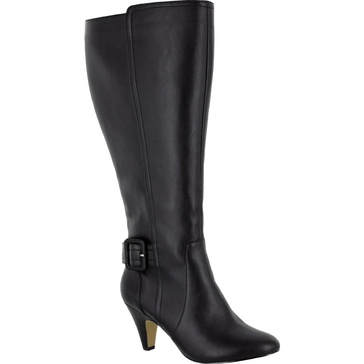 troy ii plus womens faux leather wide calf knee-high boots