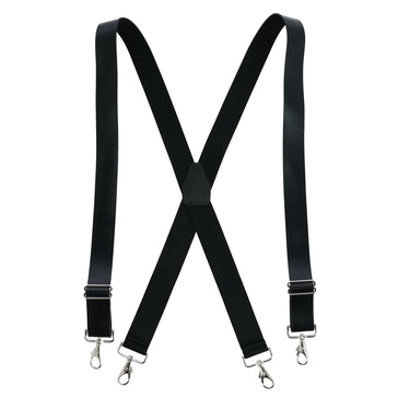 men's smooth coated leather wide width suspenders with metal swivel hook ends