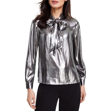 womens metallic polyester pullover top