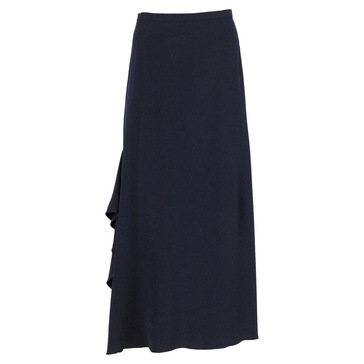 ruffled maxi skirt in navy blue wool