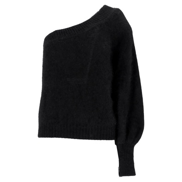 one shoulder sweater in black wool