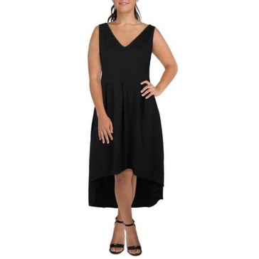 plus womens hi-lo sleeveless shirtdress