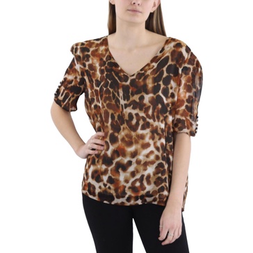 womens animal print short sleeves pullover top