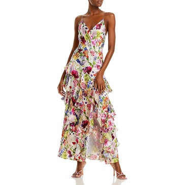 hayden womens ruffled v-neck fit & flare dress