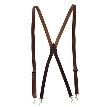 men's smooth coated leather slim width suspenders with metal swivel hook ends