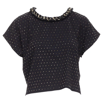 crystal rhinestone chain embellished crop tshirt