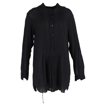 buttoned pleated shirt in black cotton