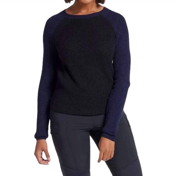 reilly cashmere colorblock sweater in navy/black