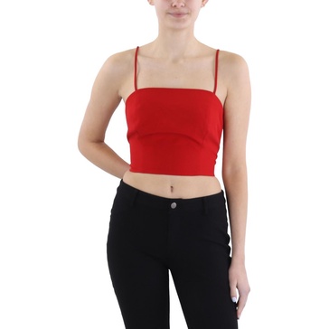 womens straight neck spaghetti strap cropped