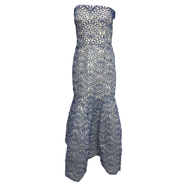 couture strapless gown in blue silk