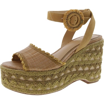 amber womens mixed media suede wedge sandals