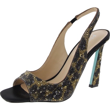 mina womens faux leather peep-toe slingback heels