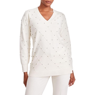 womens embellished polyester pullover sweater