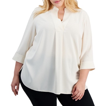 plus womens solid chiffon blouse