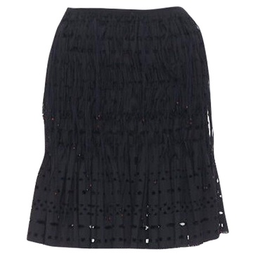 alaia geometric cut out pleated bead skirt