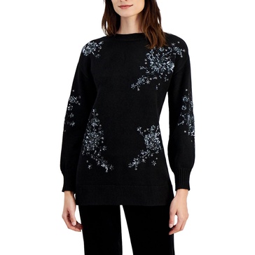 womens sequined knit tunic sweater