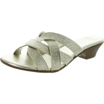 womens embellished manmade slide sandals
