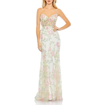 womens boning mesh evening dress