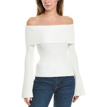 womens ribbed bell sleeve off the shoulder