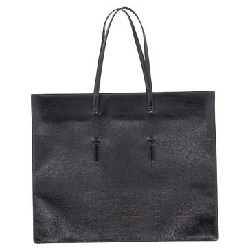 laser cut totebag in black leather