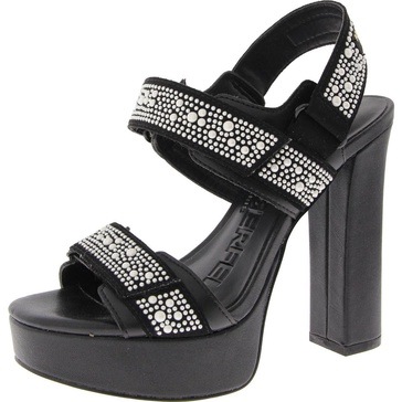 alessia pearl womens adjustable faux leather block heels