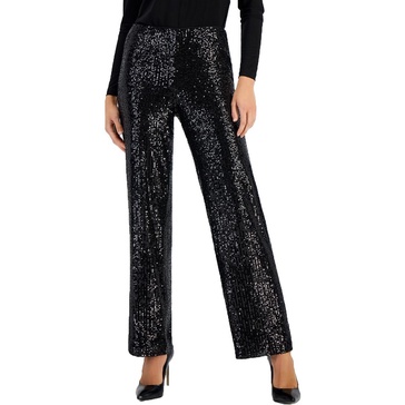 womens sequined polyester wide leg pants