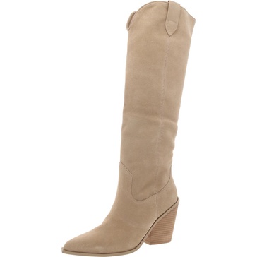 brondy womens suede pull on knee-high boots