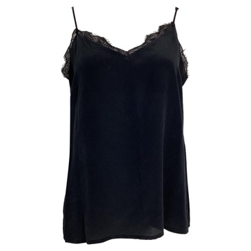 lace trim camisole top in black silk