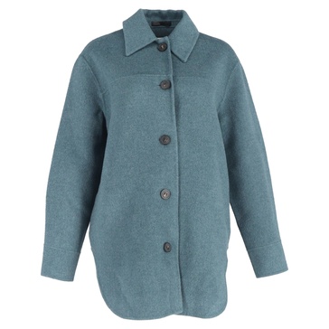 buttoned overshirt jacket in blue wool