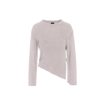 heather knit asymmetrical blouse in ash pink