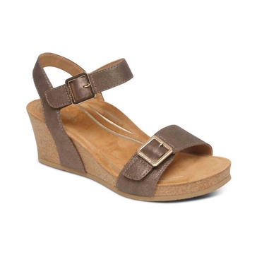 lexa quarter strap wedge sandal in bronze