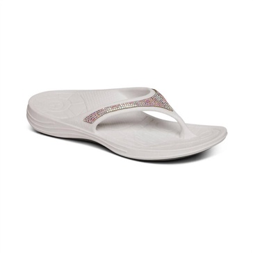 women's fiji orthotic flips in white sparkle