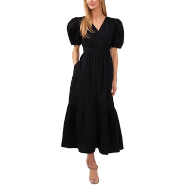 womens puff sleeve long maxi dress
