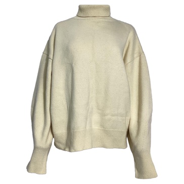 joya oversized turtleneck sweater in pastel yellow merino wool