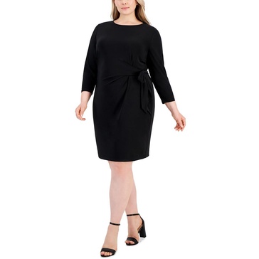 plus womens faux wrap side tie wrap dress
