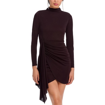 womens mini gathered wrap dress
