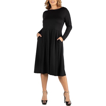 plus womens pleated knee length midi dress