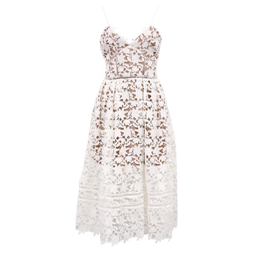 azaelea lace midi dress in white polyester