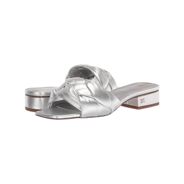women's dawson leather flats sandals in silver leather
