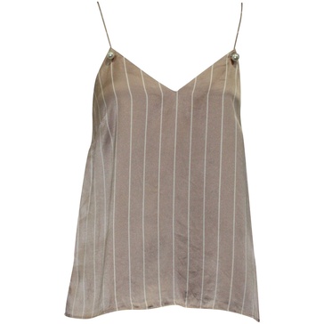 striped camisole with pearl in pink silk