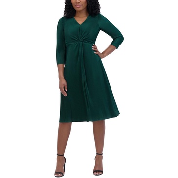 petites womens pleated polyester midi dress