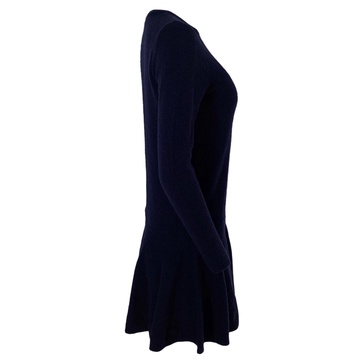 mini dress in navy blue merino wool