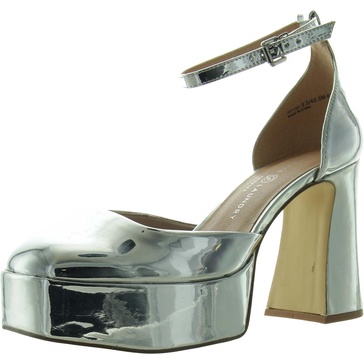 womens buckle manmade platform heels