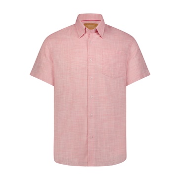 pink and white heather short sleeve woven weave shirt