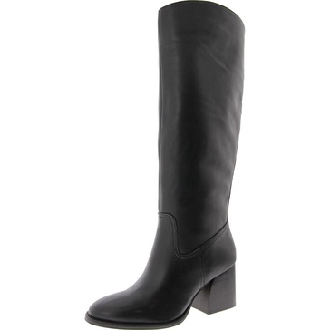 leila womens leather block heel knee-high boots