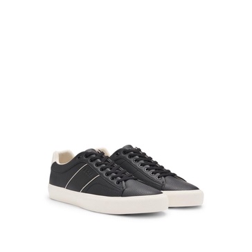 faux-leather trainers with plain and grained textures