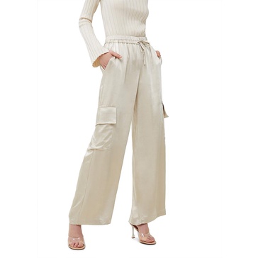 chloetta womens satin wide leg cargo pants