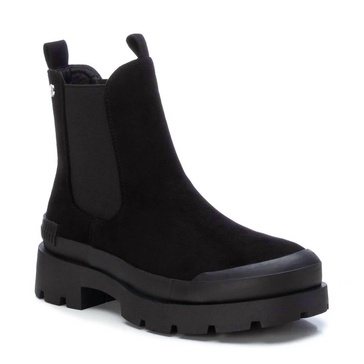 women's suede ankle booties in black