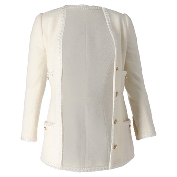 embellished buttons blazer with pockets in cream wool