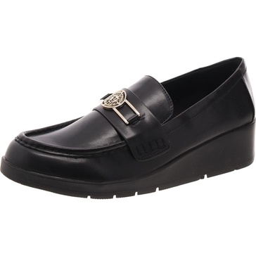 omari womens faux leather wedge loafers